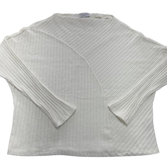 Michael Stars Sweater Womens Large White Jasper Ribbed Pullover Knit Soft Top - Picture 2 of 8